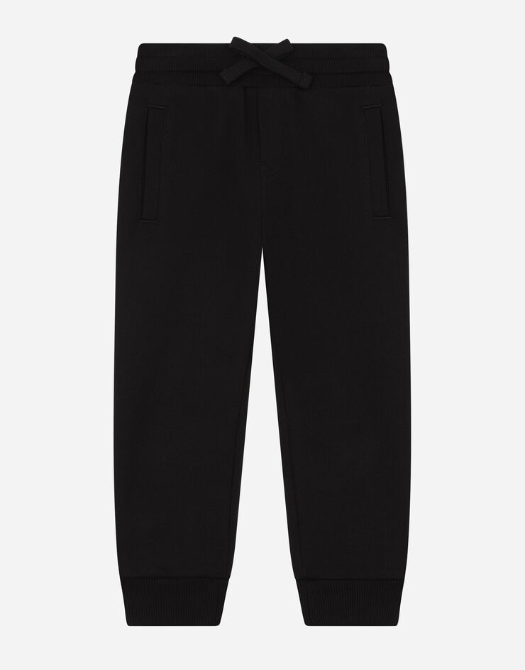 Dolce & Gabbana Jersey jogging pants with logo plate Black L4JPT0G7OLJ