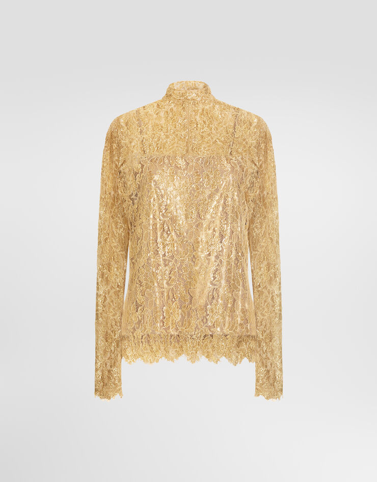 Dolce & Gabbana Lamé lace top Gold F7BV7TILMFJ