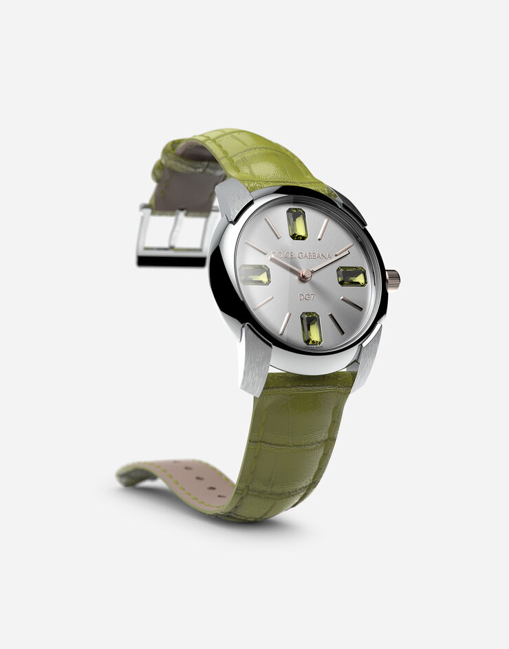 Dolce & Gabbana Watch with alligator strap Olive Green WWRE2SXSD6A