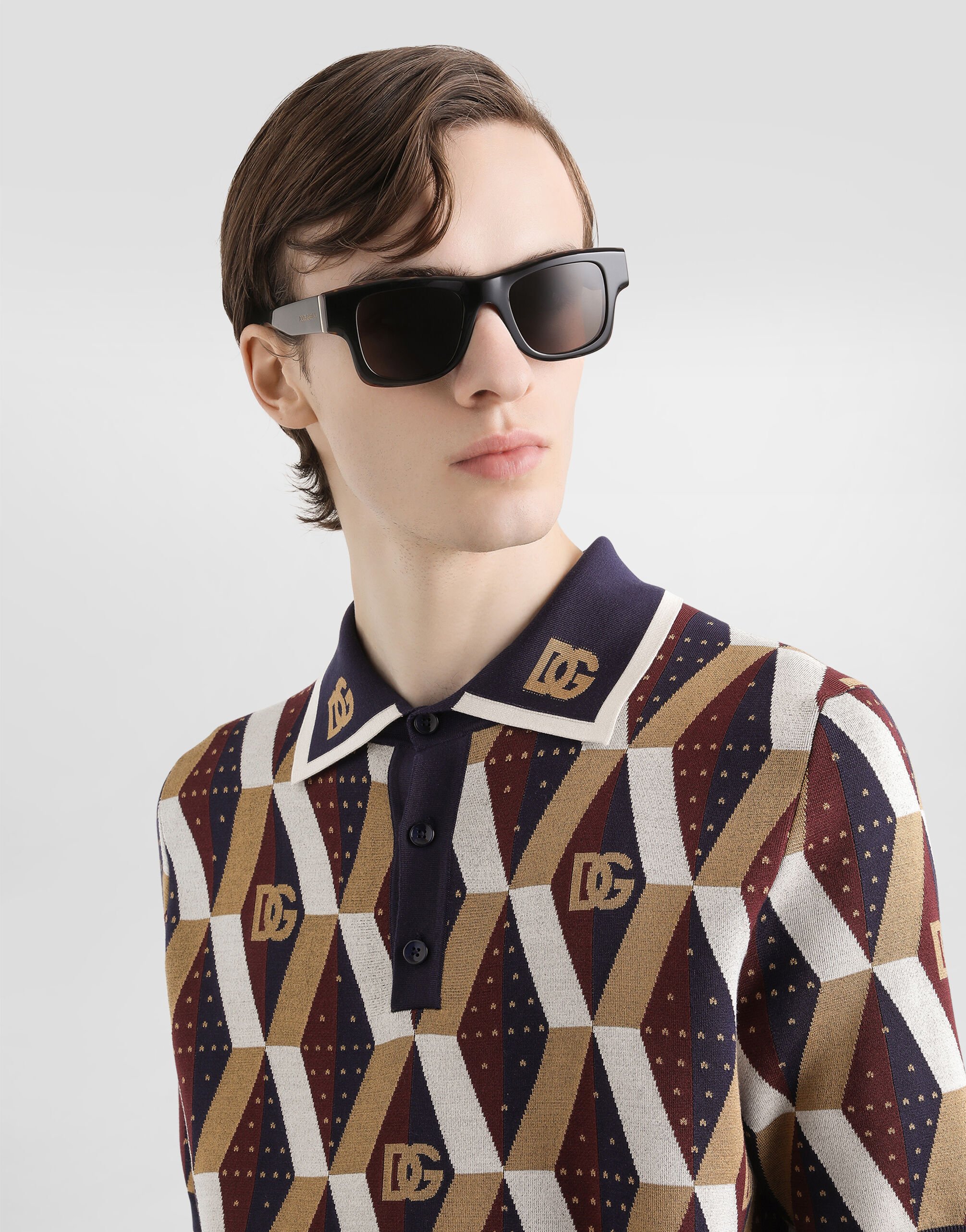 Silk jacquard polo shirt in Multicolor for Men
