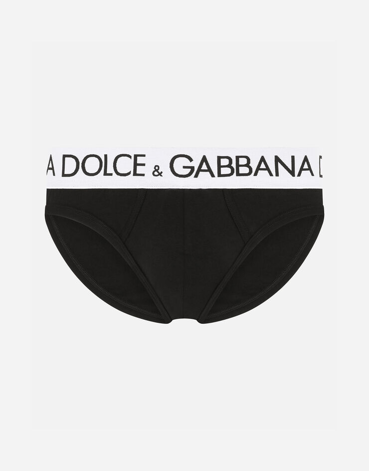 Dolce & Gabbana Midi-Slip bi-elastische Baumwolle Schwarz M3D03JONN97