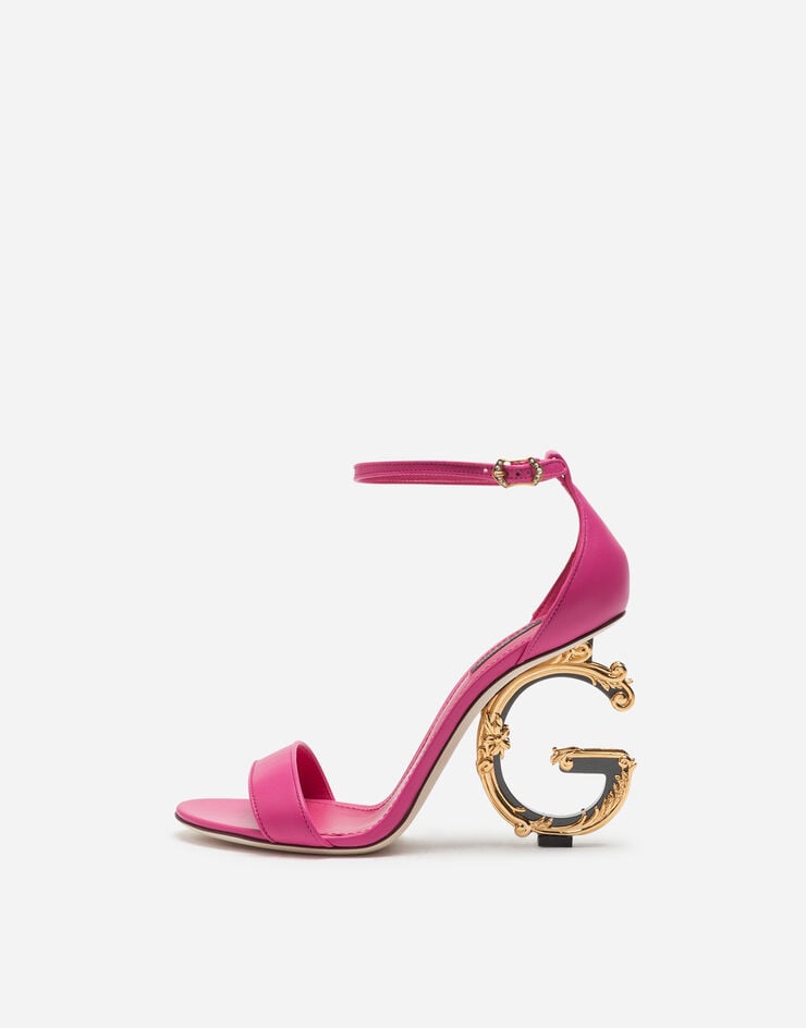 Dolce & Gabbana Nappa sandals with baroque DG heel Pink CR0739AV967