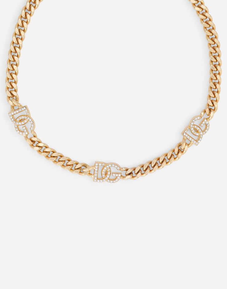 Dolce & Gabbana Link choker with rhinestones and DG logo Gold WNN6L1W1111