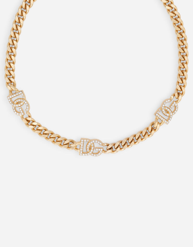 Dolce & Gabbana Collar redondo de cadena con strass y logotipo DG Dorado WNN6L1W1111