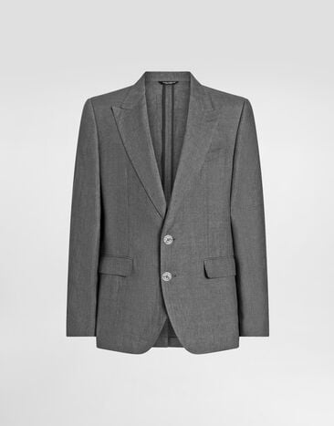 Dolce & Gabbana Chaqueta de botonadura sencilla Sicilia de lino lavado Gris G2QS6TFU4MF