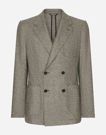 Dolce & Gabbana Zweireihige Jacke Portofino aus Stretch-Flanell Grau G2TW3TFMCA0
