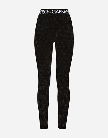 Dolce & Gabbana Jacquard tulle leggings with branded elastic Black FTBMPTFU21E