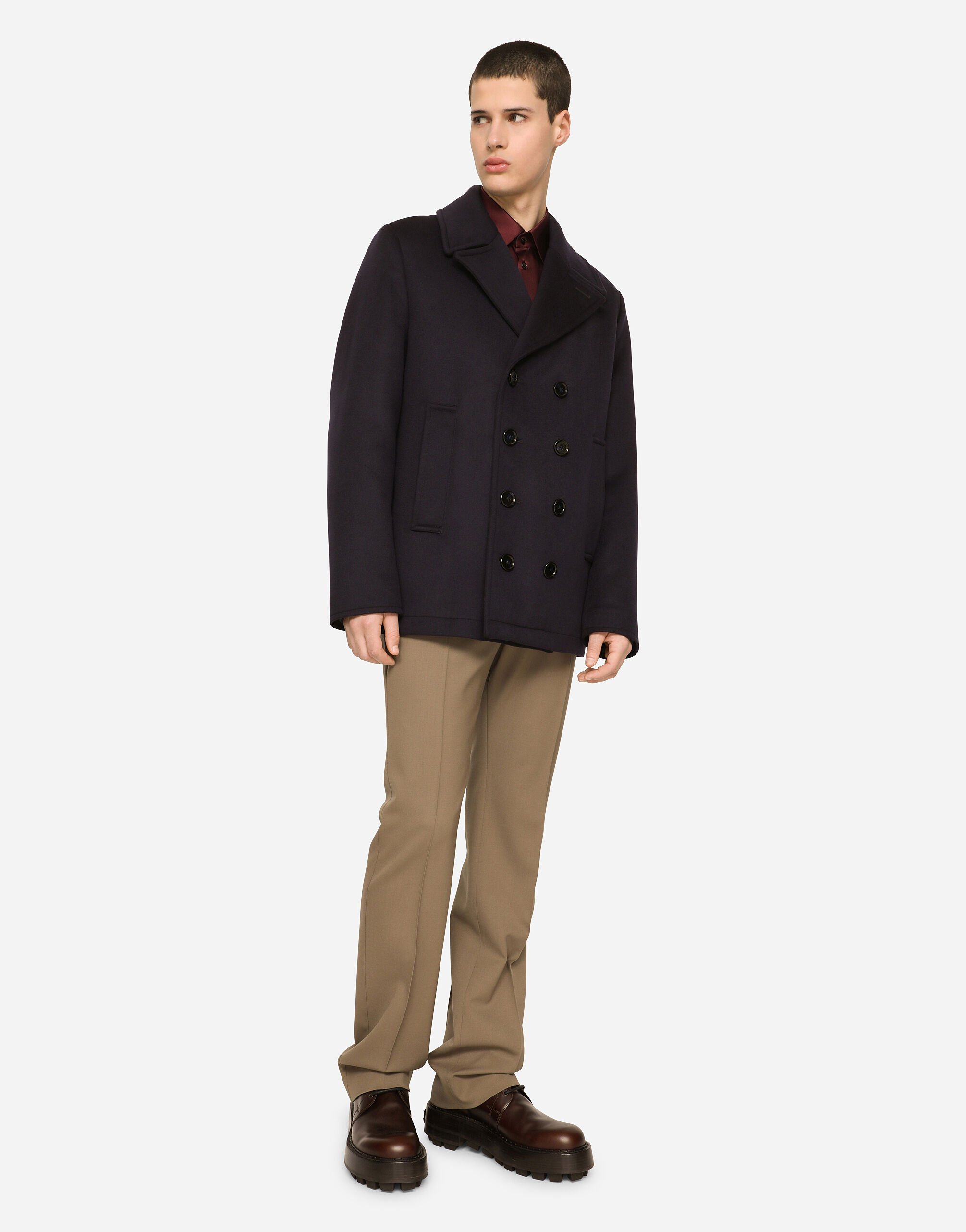 Cashmere pea coat in Blue for Men Dolce Gabbana US