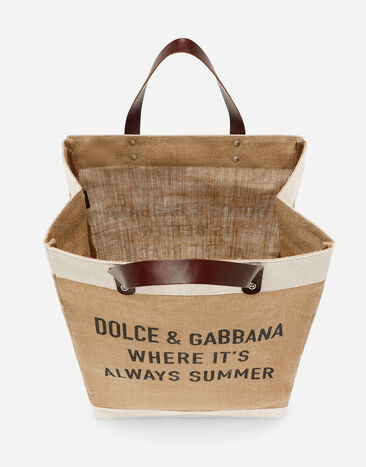 Dolce & Gabbana Cabas en jute imprimée Beige BM2275AO727