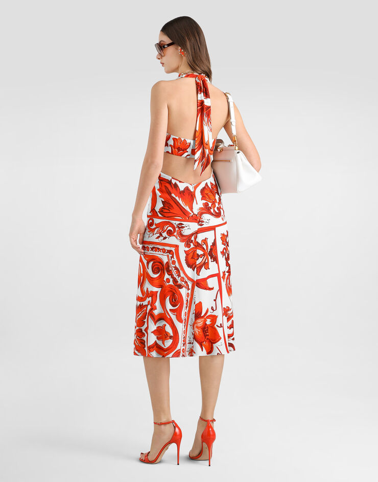 Dolce & Gabbana Majolica-print viscose organzine long dress Multicolor F614WTFS8DR