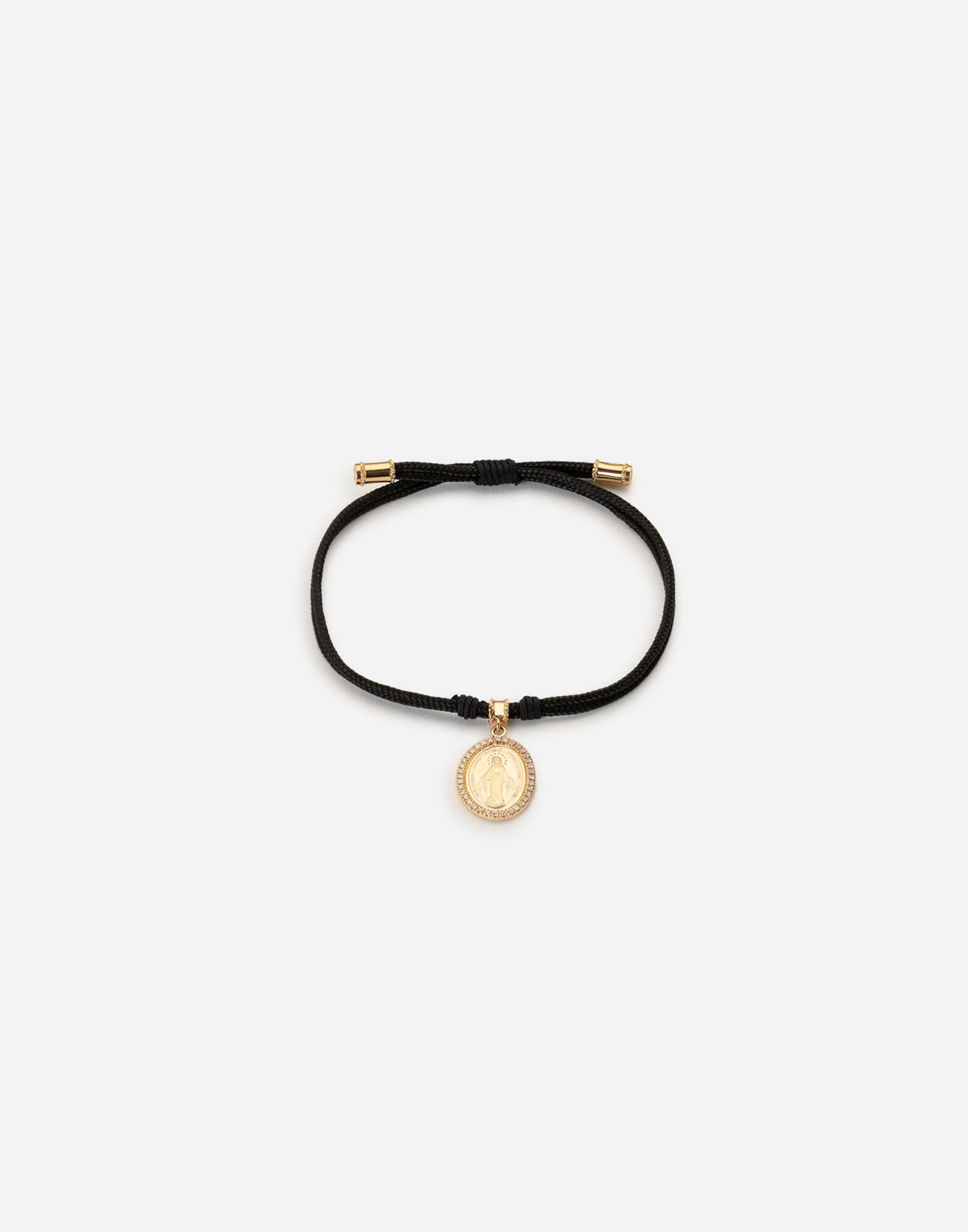 Fabric Devotion bracelet with yellow and white gold pendant charm