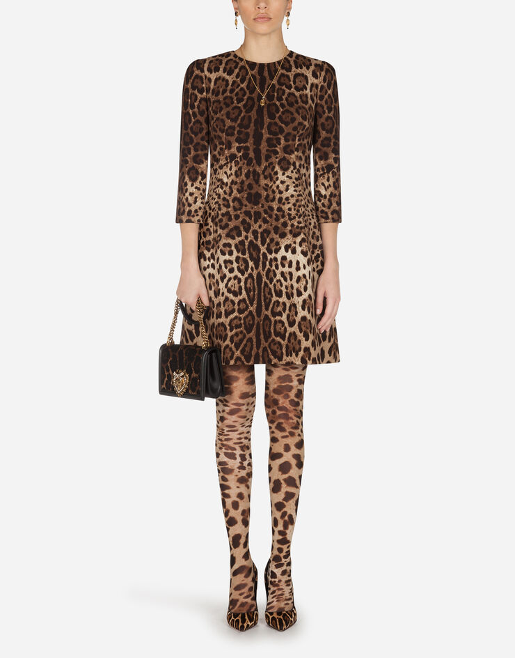 Dolce & Gabbana Short leopard print dress in double crêpe ANIMAL PRINT F6F4ITFS2A3
