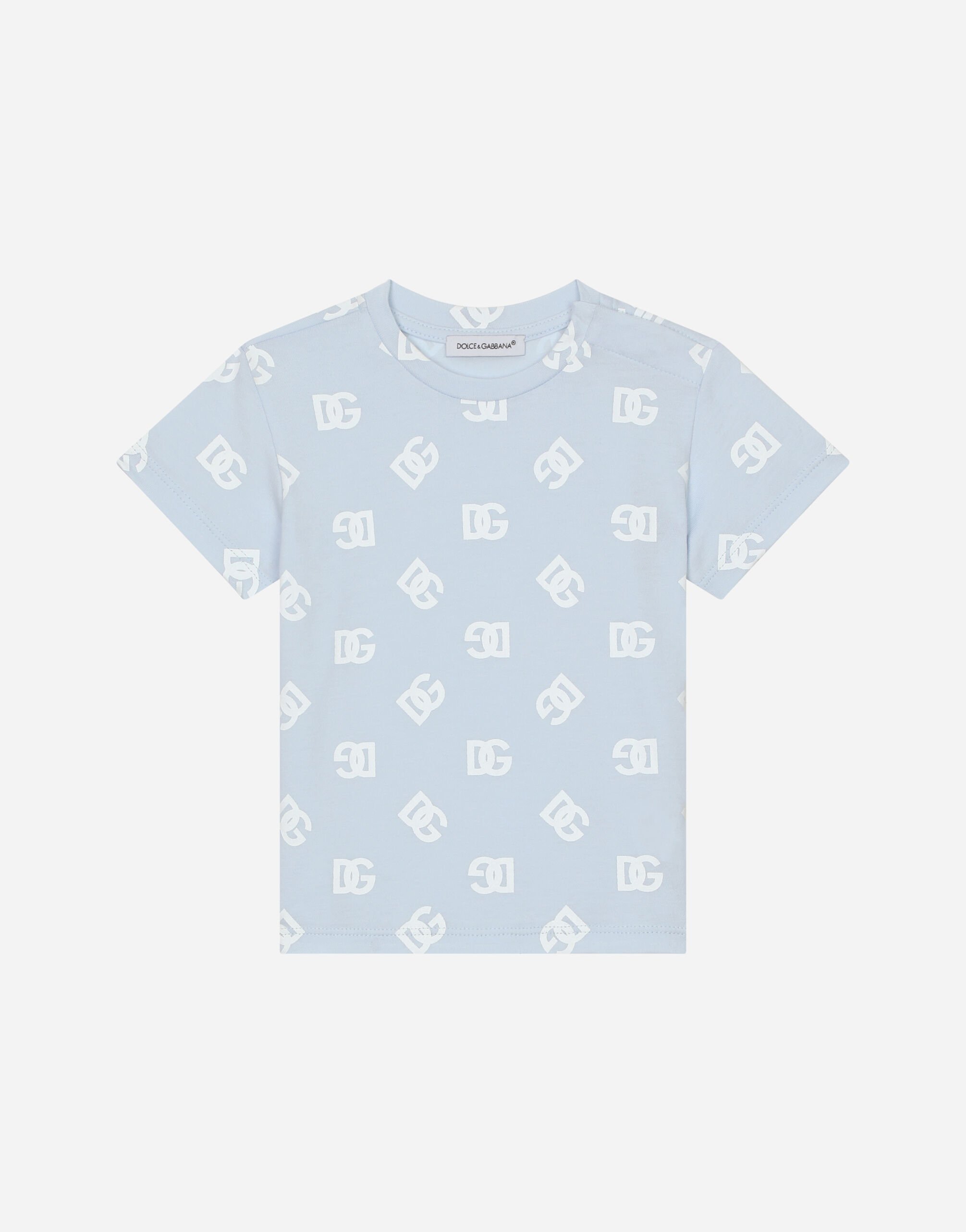 Dolce & Gabbana Camiseta de punto con estampado integral del logotipo DG Blanco L1JTEYG7K7R