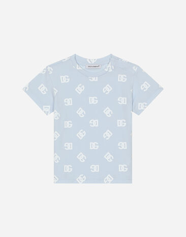 Dolce & Gabbana Camiseta de punto con estampado integral del logotipo DG Beige L1KWF6JAWX7
