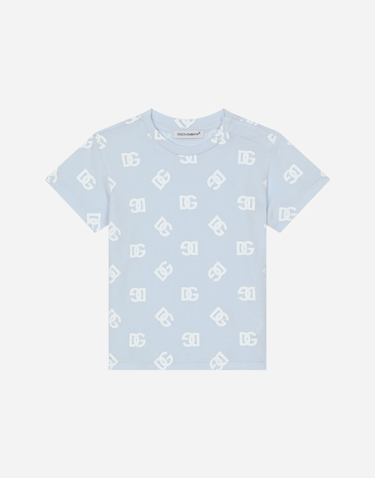 Dolce & Gabbana T-shirt in jersey stampa DG logo allover Grigio L1JT8EG7HX5