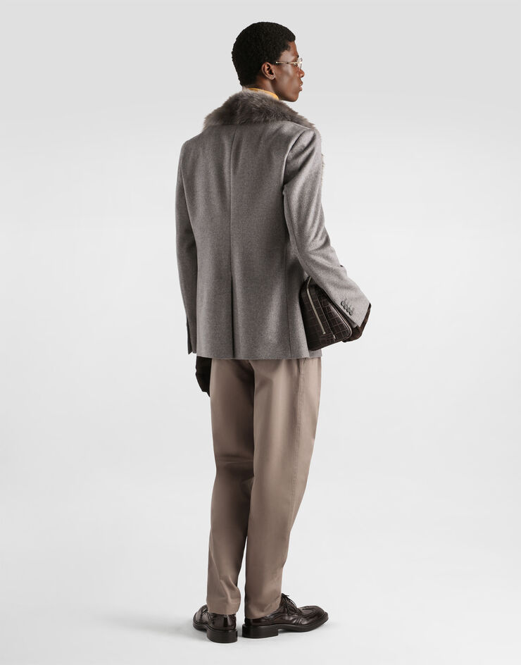Dolce & Gabbana Single-breasted cashmere jacket Grey G2VR6ZHU2BY