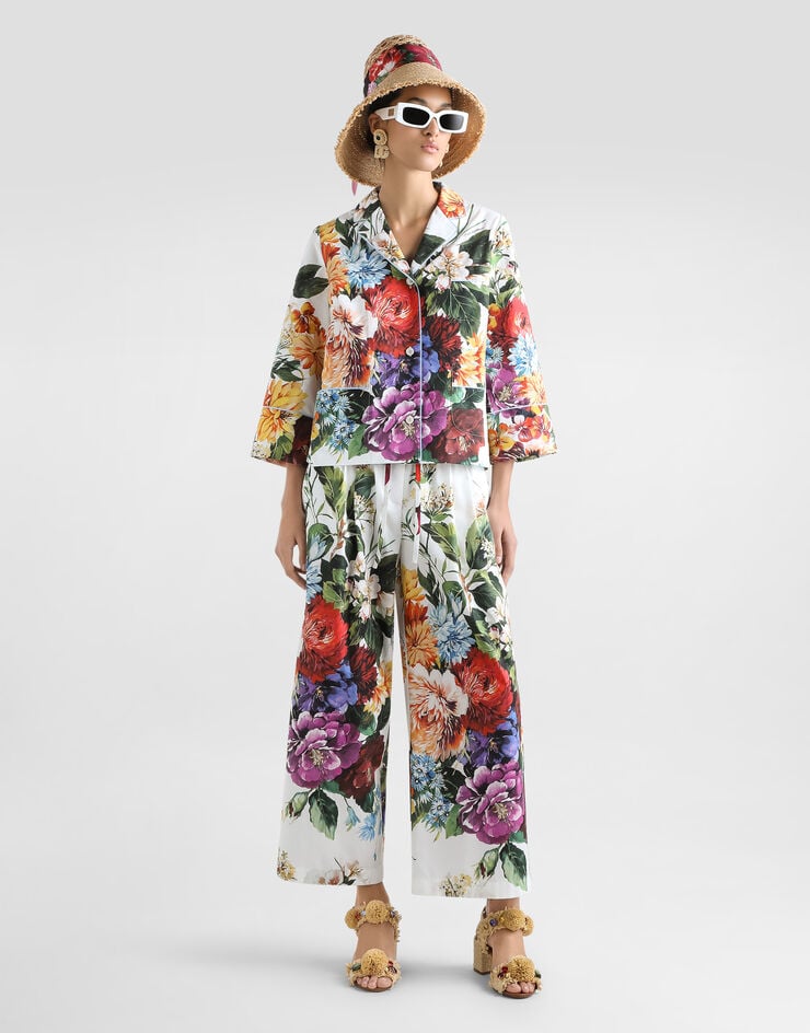 Dolce & Gabbana Hose aus Popeline mit Blumenbouquet-Print Drucken FTDCXTHS5TR