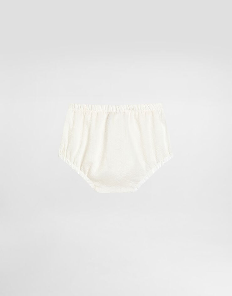 Dolce & Gabbana Seersucker linen dress with embroidery White L24DP1FU4MZ