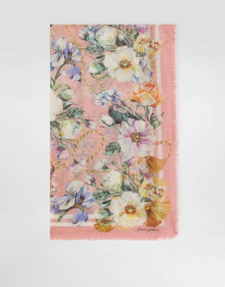 Dolce & Gabbana Carré 140 x 140 en soie et cachemire à imprimé fleurs Imprimé FS209AGDCUS