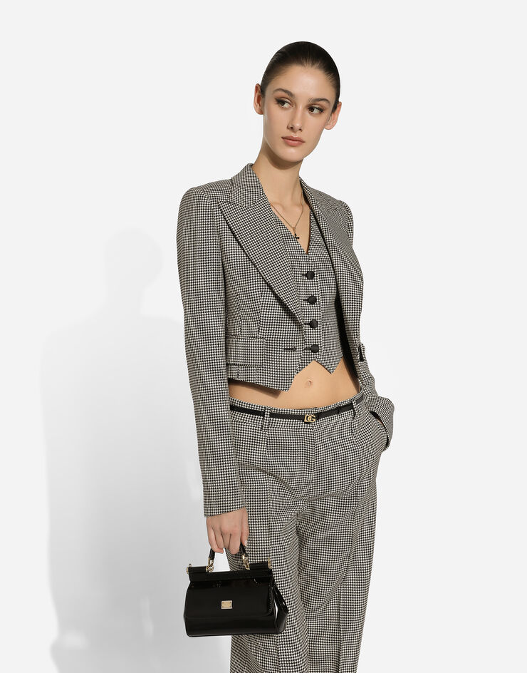 Dolce & Gabbana Chaqueta corta con chaleco aplicado con motivo de pata de gallo Multicolor F29YRTFQ2NW