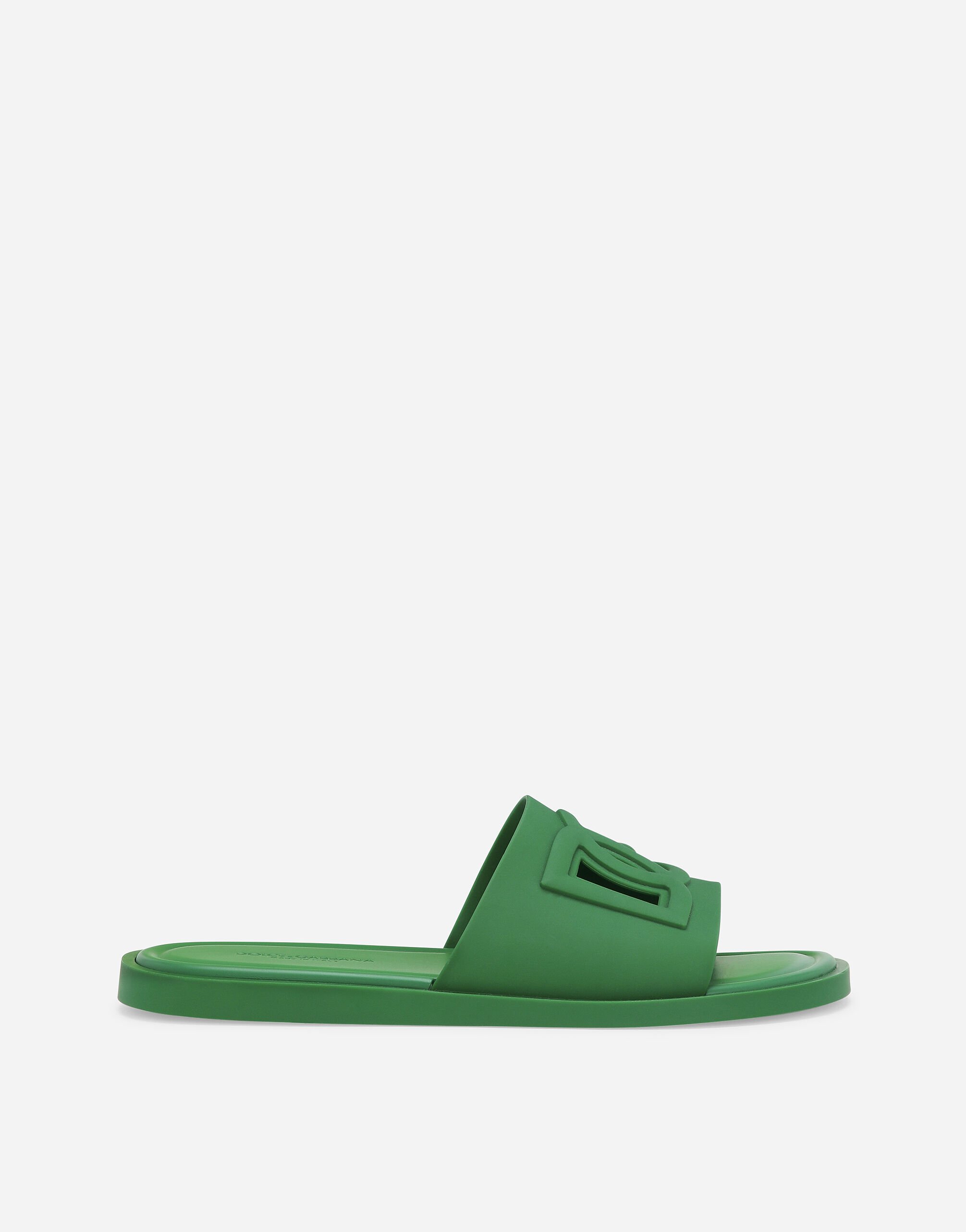 Rubber beachwear sliders in Green for Men Dolce Gabbana