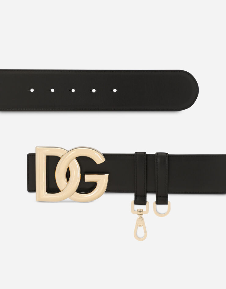 Dolce & Gabbana Calfskin belt with DG logo Black BE1497AW576