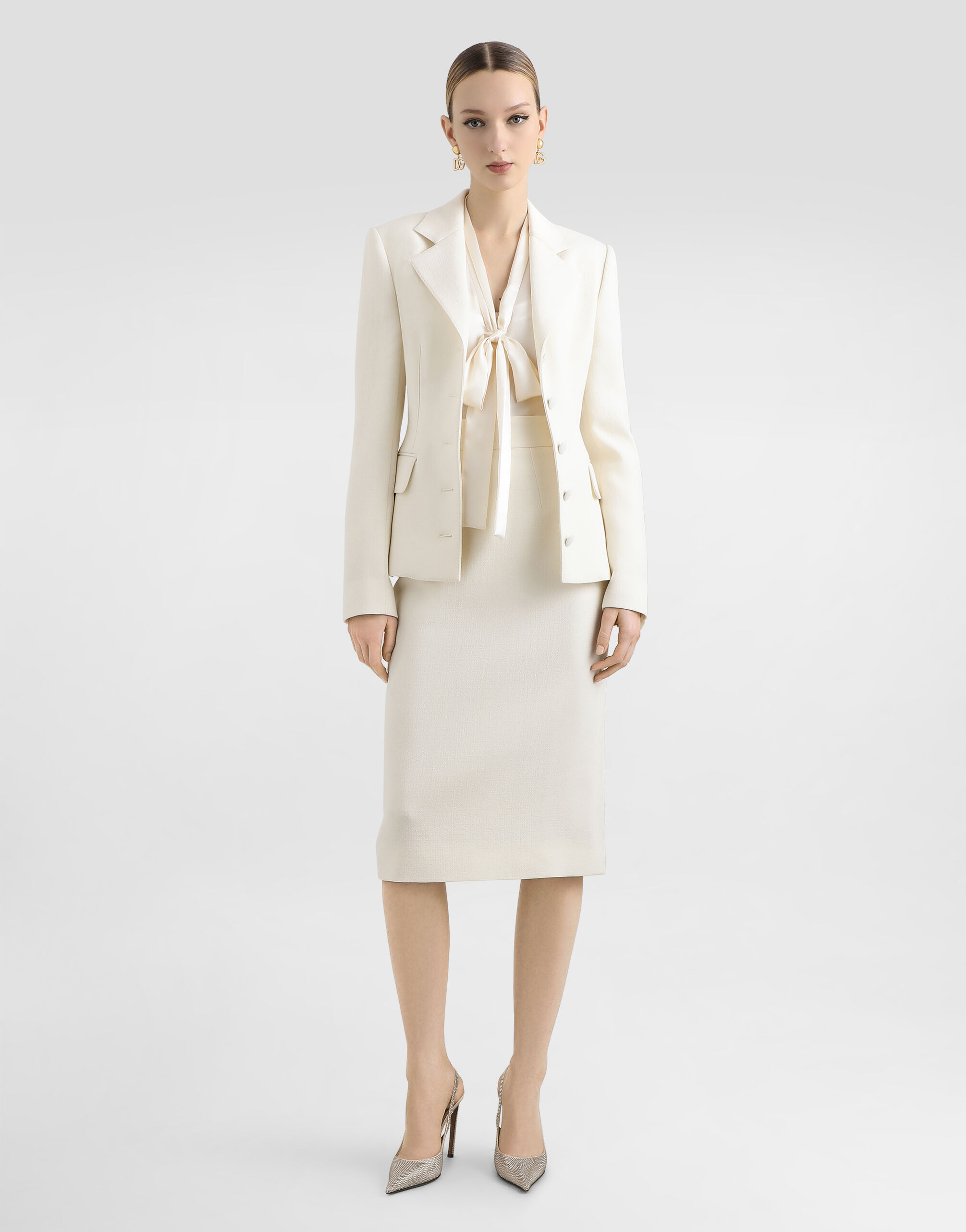 Silk satin shirt in White for Women | Dolce&Gabbana®