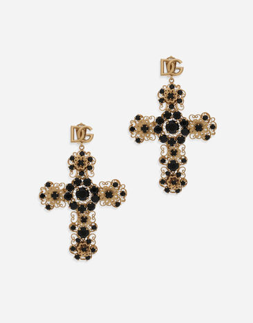 Dolce & Gabbana KIM DOLCE&GABBANA Pendientes en forma de cruz con filigrana Cristal O1D03TONL85