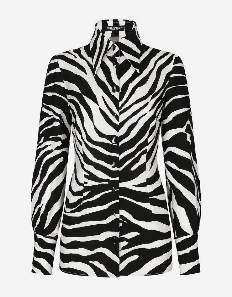Dolce & Gabbana Zebra-print charmeuse shirt Multicolor F5P71TFSA3P