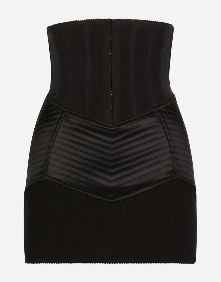 Dolce & Gabbana Falda corta con detalle de cinturón corsetero Negro F4CM5TGDBPB