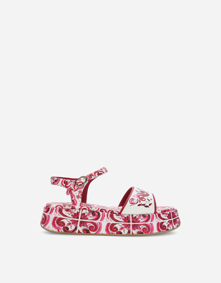 Dolce&Gabbana Printed calfskin wedge sandals Multicolor D11093A1114