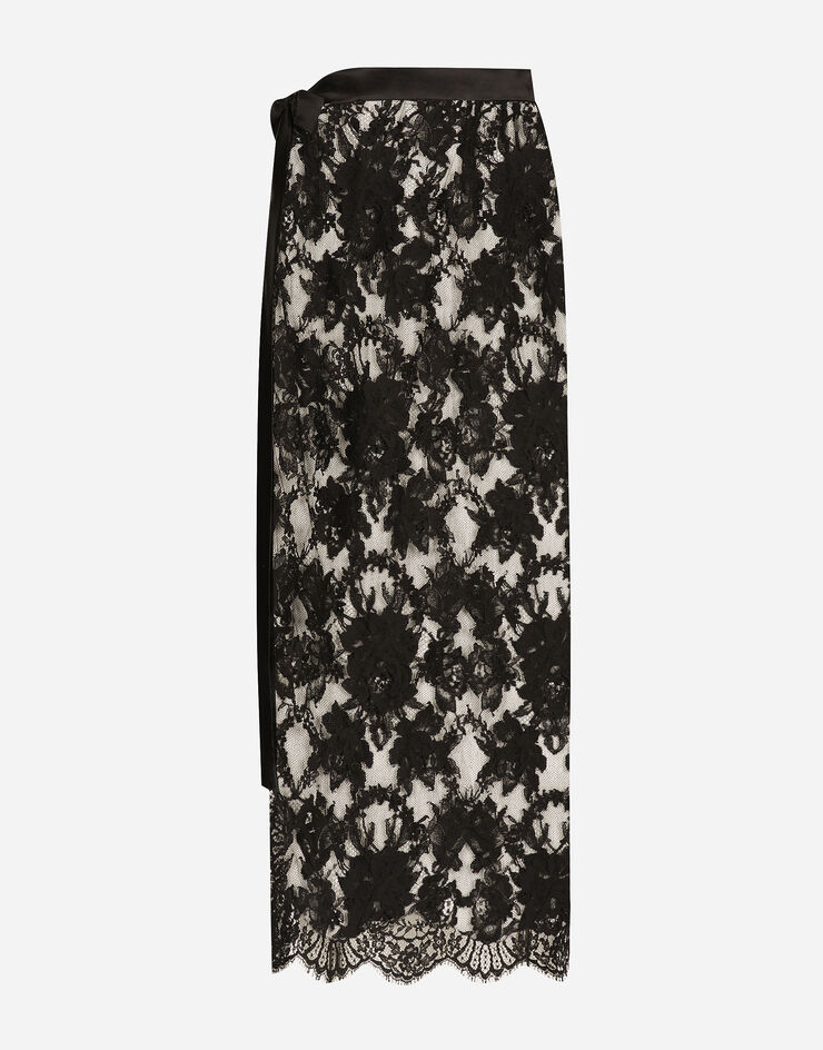 Dolce & Gabbana Chantilly lace calf-length skirt Black F4C2HTHLMQJ