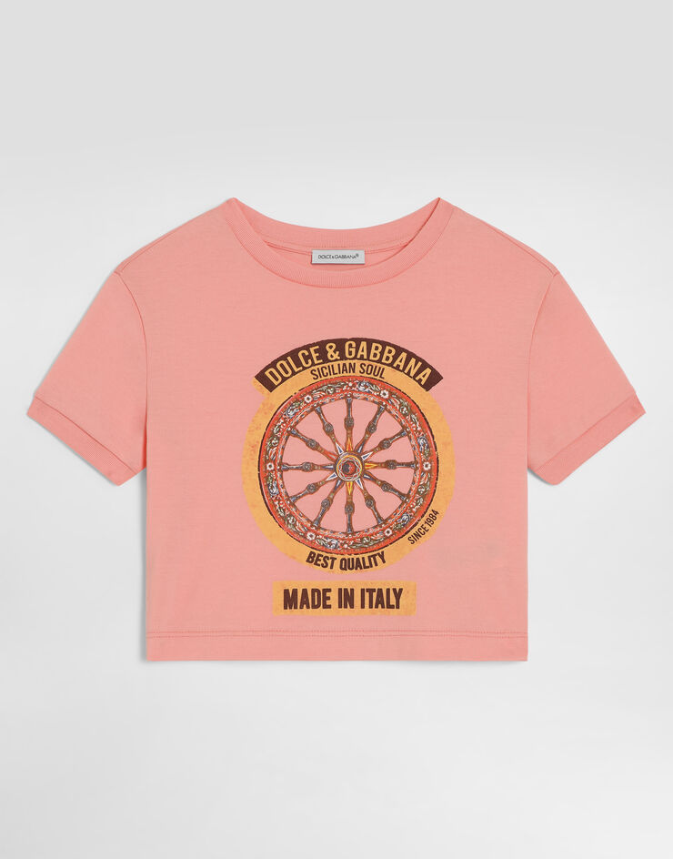 Dolce & Gabbana Jersey t-shirt with print Pink L5JTQLG7P5V