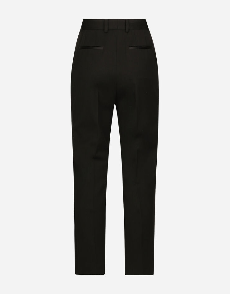 Dolce & Gabbana Pantalón pitillo de talle alto en gabardina de lana Negro FTAM0TFU28J