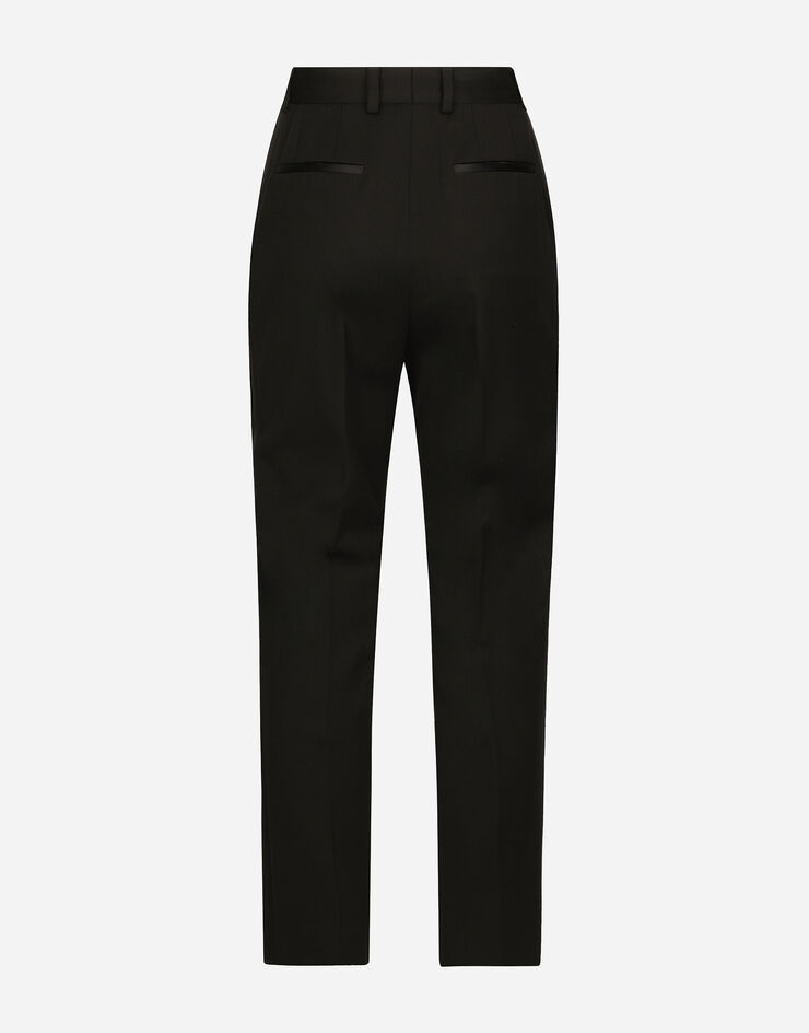High-waisted wool gabardine cigarette pants in Black for Women | Dolce ...