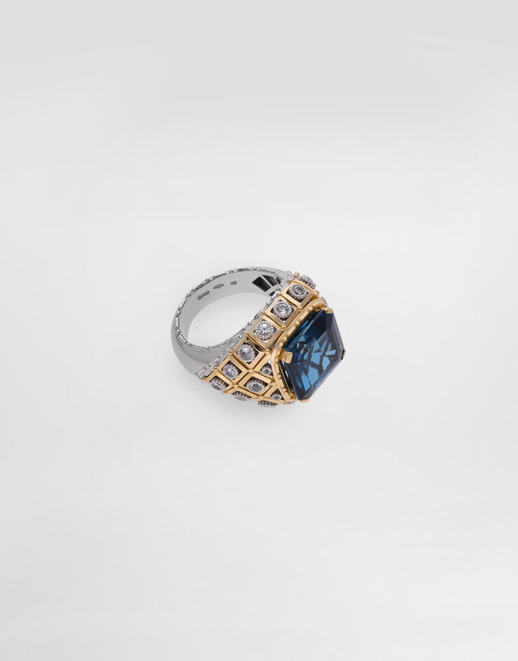 Dolce & Gabbana Eleganza Ring 18-carat white and yellow gold, topazes, and sapphires Gold WRSA2GWTOP1