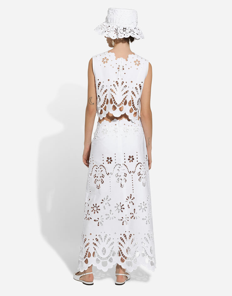 Dolce & Gabbana 挖剪刺绣棉质中长半裙 白 F4CVTZGDCJQ
