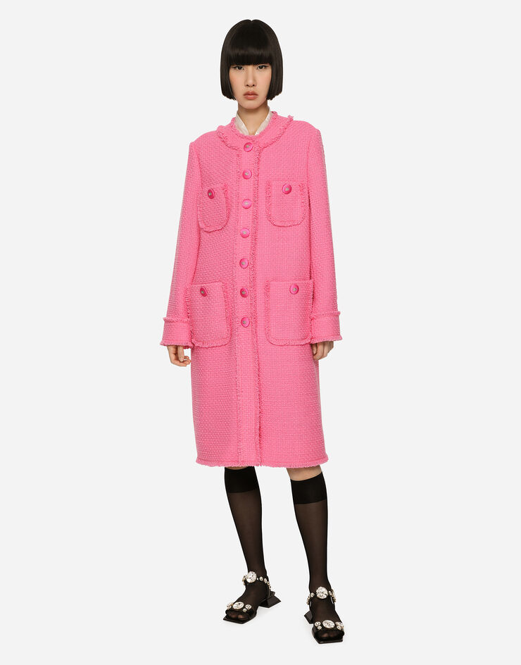 Dolce & Gabbana Abrigo de tweed con botonadura sencilla Rosa F0C3WTFMMHM