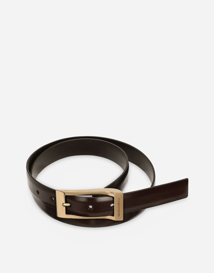 Dolce & Gabbana Cinturón en piel de becerro cepillada Marrón BC4871AI935
