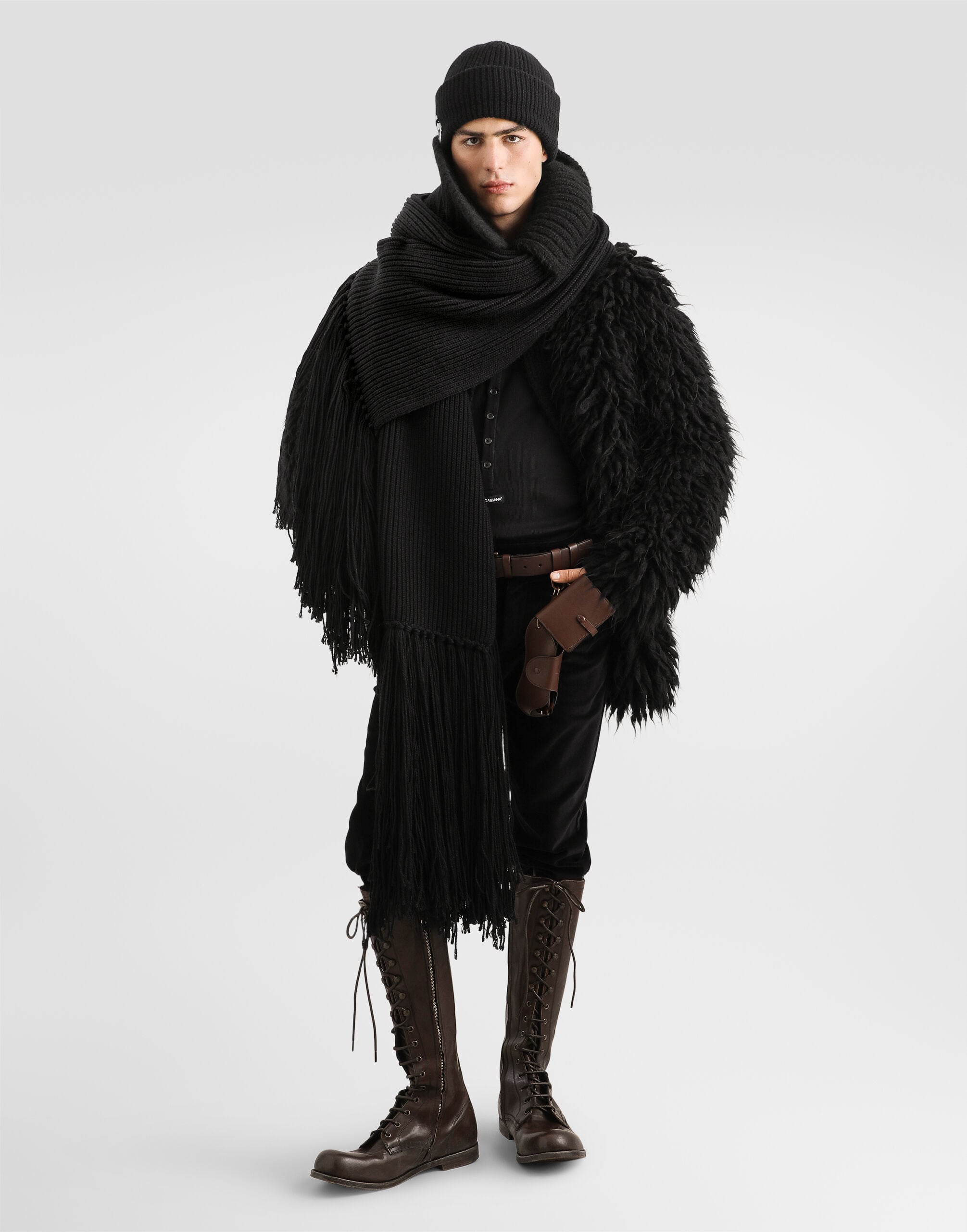 Fur-effect knit cardigan in Black for Men | Dolce&Gabbana® US