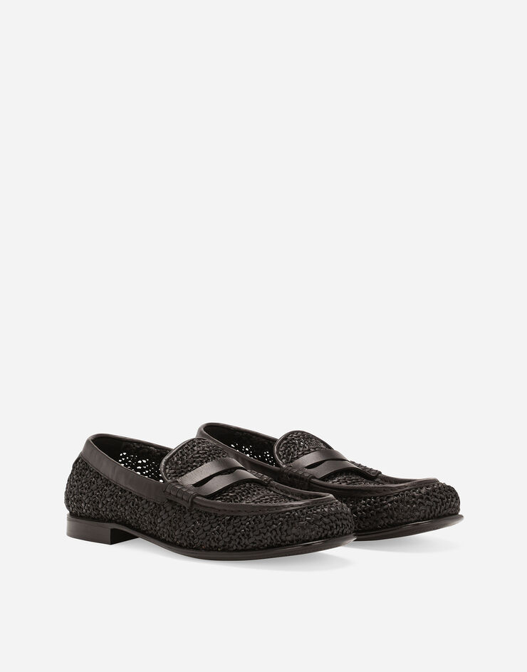 Dolce & Gabbana Woven raffia loafers Black A30260AV842