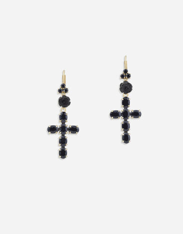 Dolce & Gabbana Boucles d’oreilles Family en or jaune avec saphirs noirs Doré WADC2GW0001