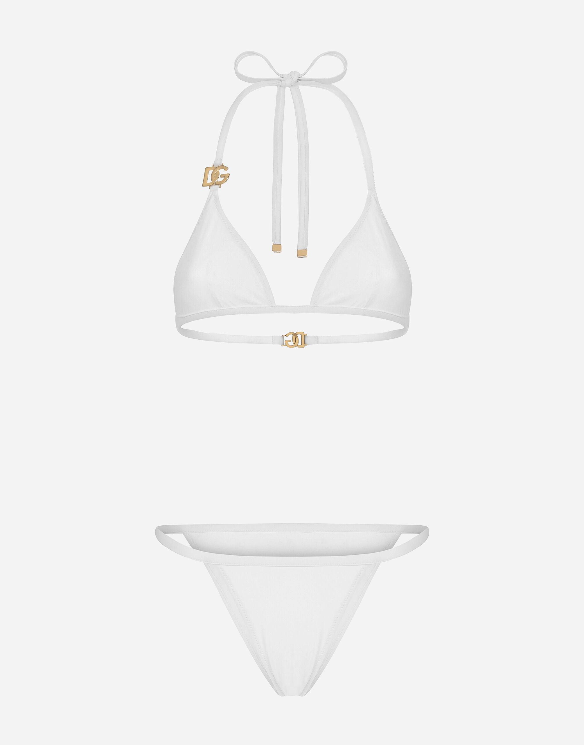 Dolce & Gabbana Bikini de triángulo con logotipo DG Imprima O9B40JFSG1S
