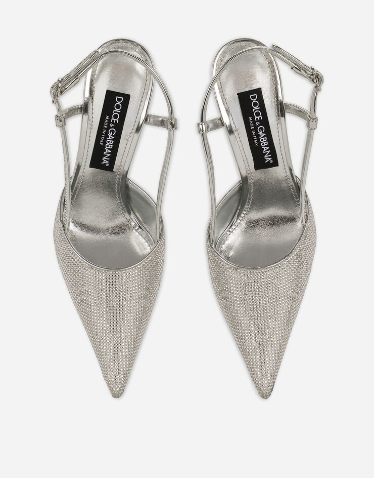 Dolce & Gabbana KIM DOLCE&GABBANA Zapato destalonado de raso y strass termoadhesivos Gris CG0659AN191