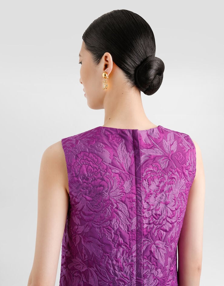 Dolce & Gabbana Brokatkleid mit Pfingstrosenmotiv Violett F6AMRTHJMQO