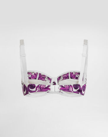 Dolce & Gabbana Reggiseno in raso stretch stampa maiolica Multicolore O1A12TON08K