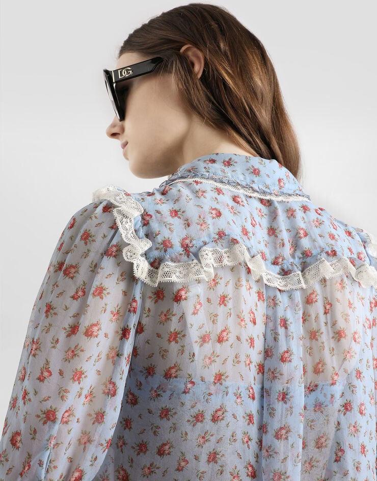Dolce & Gabbana Small rose-print chiffon shirt Multicolor F5U03TIS10I