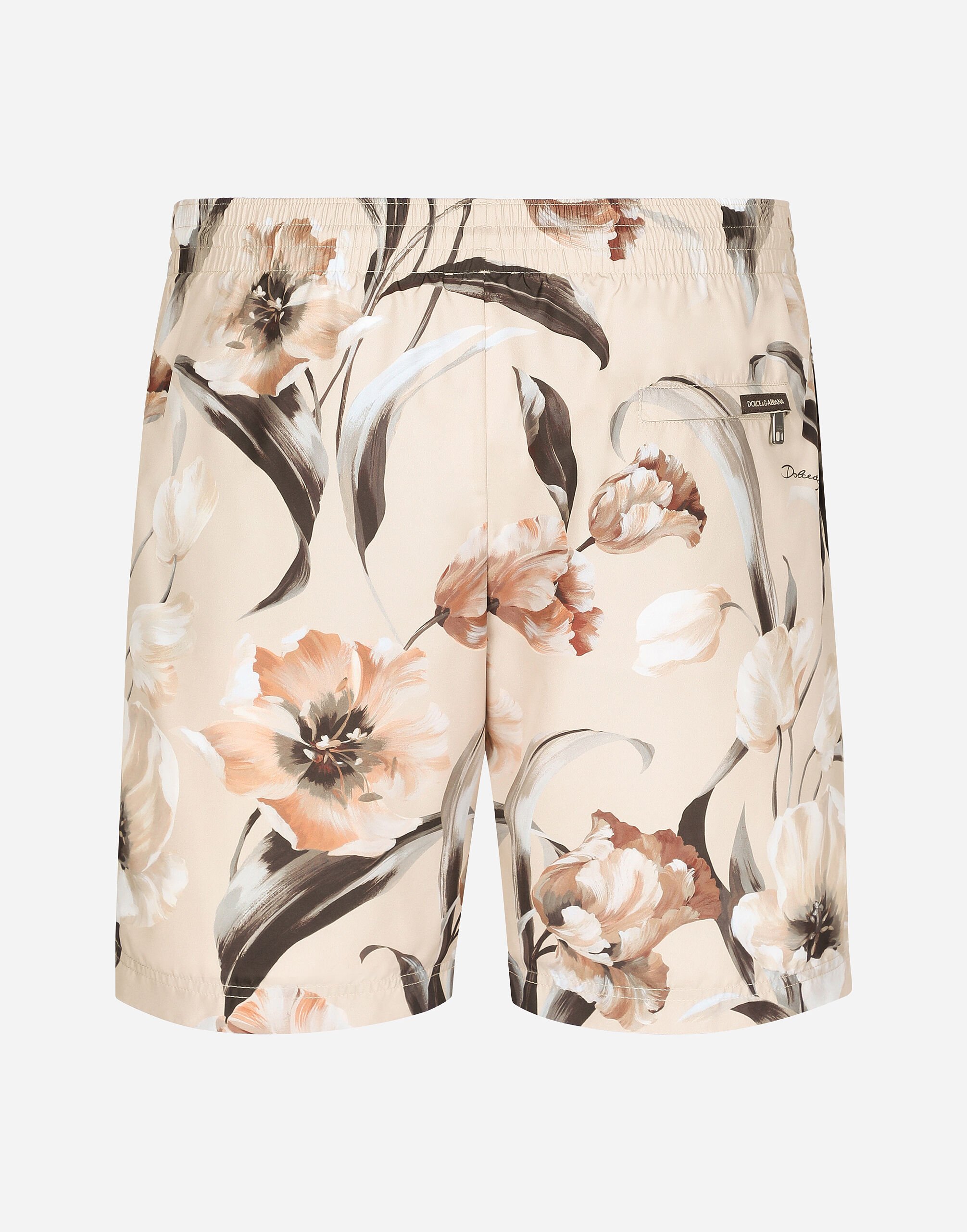 Mid rise swim trunks with floral print in Print for Men Dolce Gabbana