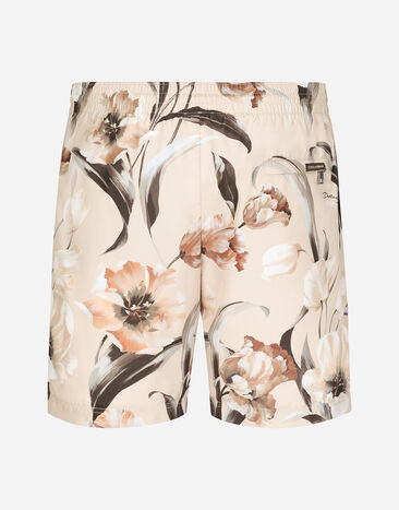 Dolce & Gabbana Mid-rise swim trunks with floral print Print M4A13TISMHF