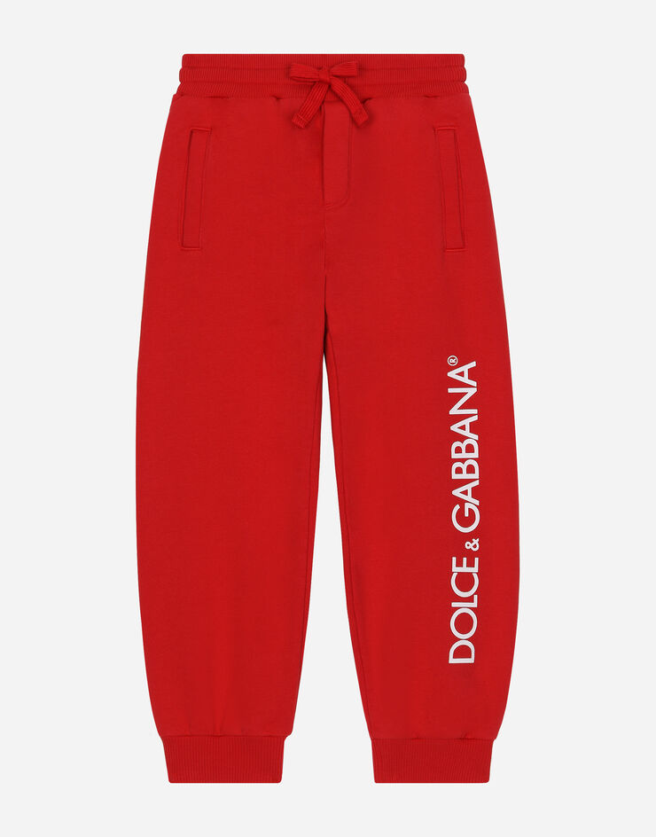 Dolce & Gabbana Pantaloni jogging in jersey stampa logo Red L4JPFLG7IXP
